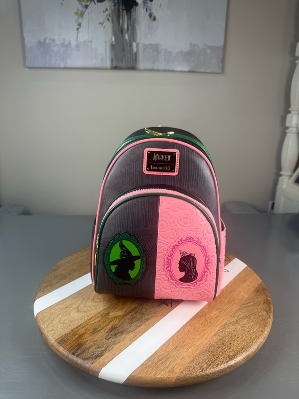 Loungefly Wicked Two-Tone Glinda & Elphaba Mini Backpack - Pink & Black NWT
